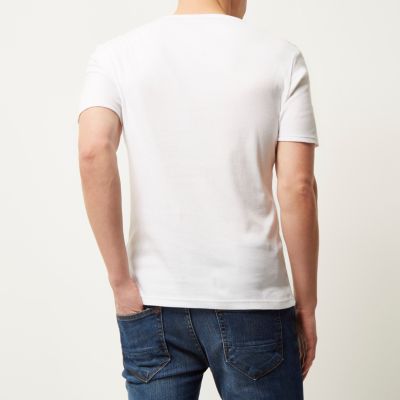 White essential ribbed slim t-shirt